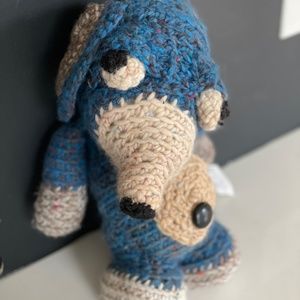 One of a kind, hand knit unique stuffed toy bunny